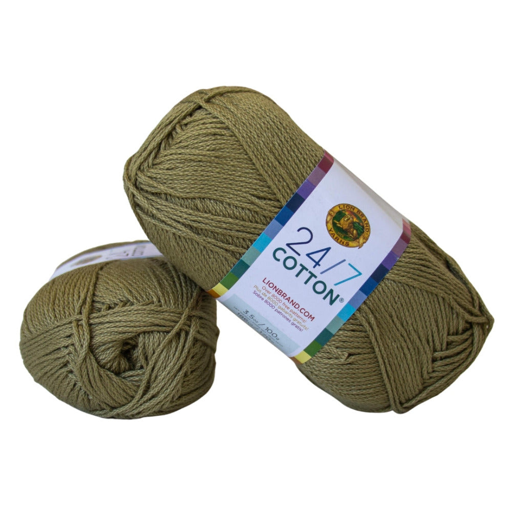 (3-pack) Lion Brand Yarn 761-122 24/7 Cotton Yarn, Taupe - Brown