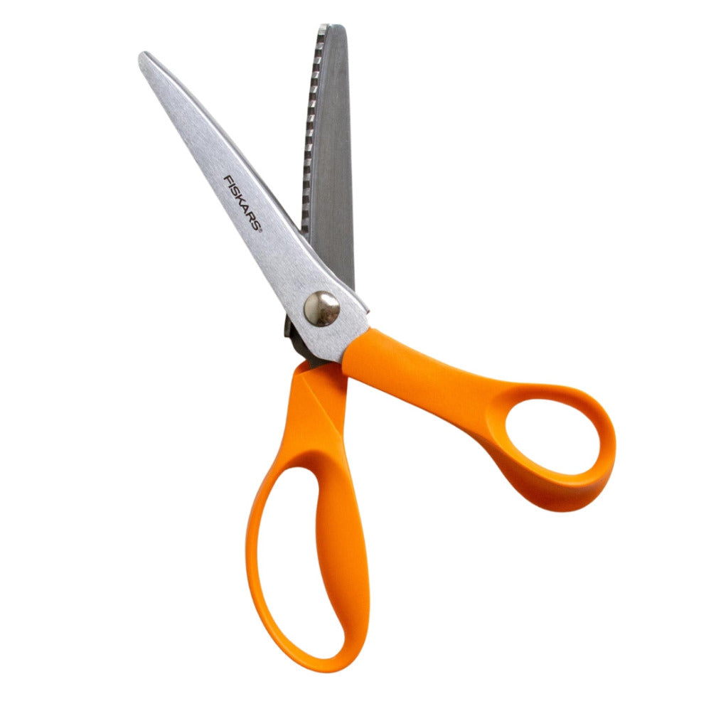 Fiskars 9 Pinking Shears Scissors Zig Zag Stainless Steel Orange Handle
