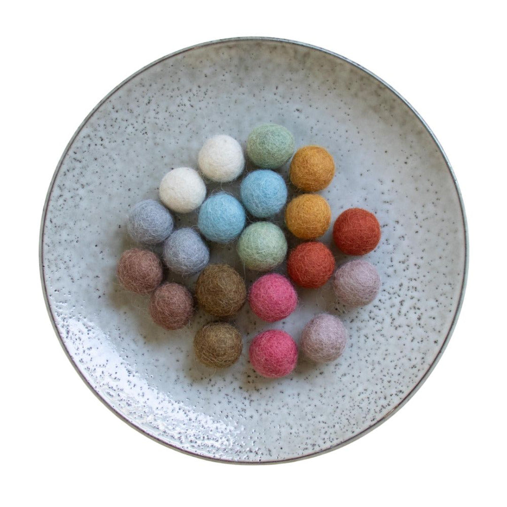 Wool Felt Balls "Earth" 2.0cm, set of 20