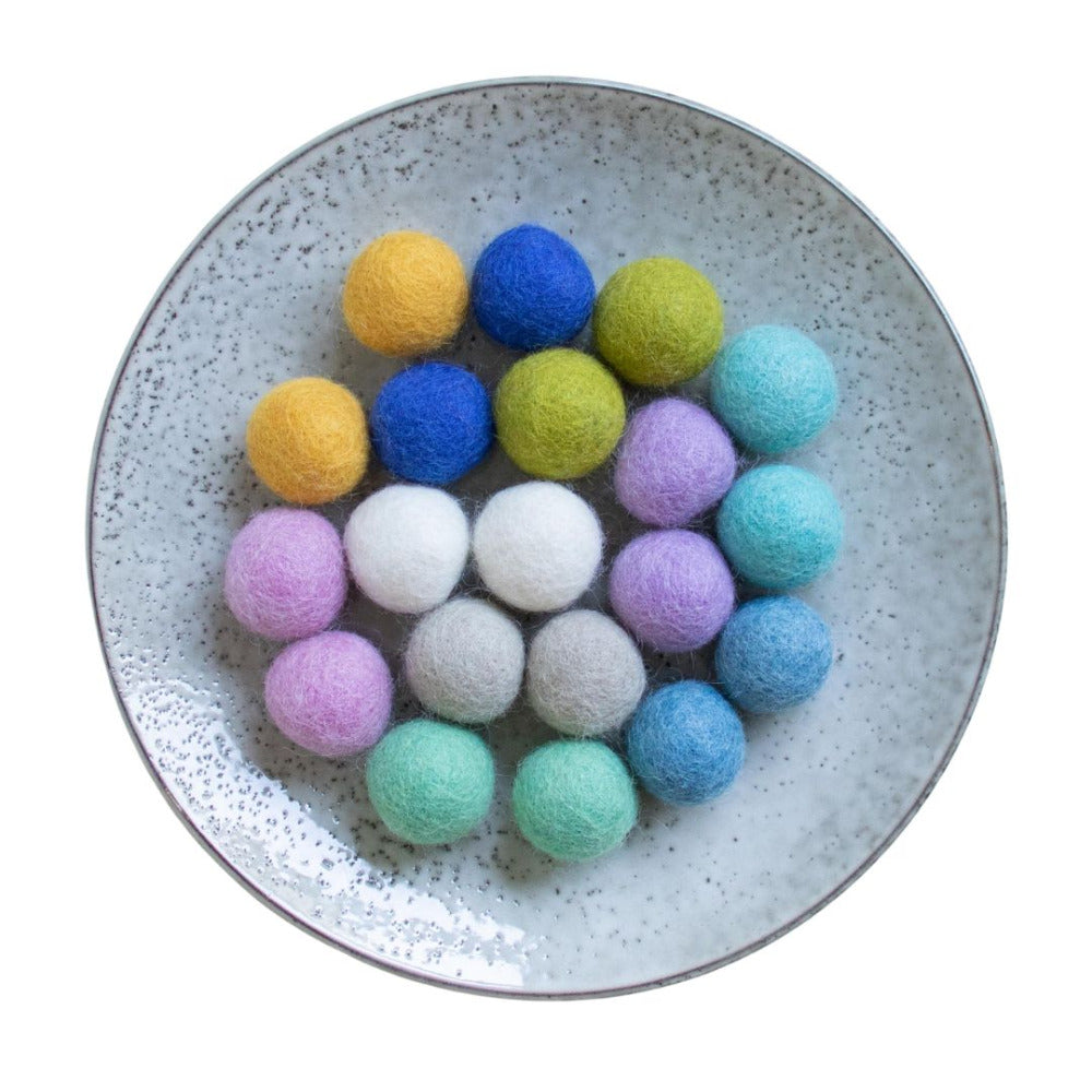 Wool Felt Balls "Spring" 2.5cm, set of 20