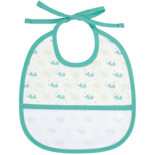 DMC Ready-to-Stitch Green Elephant Bib 3 mth