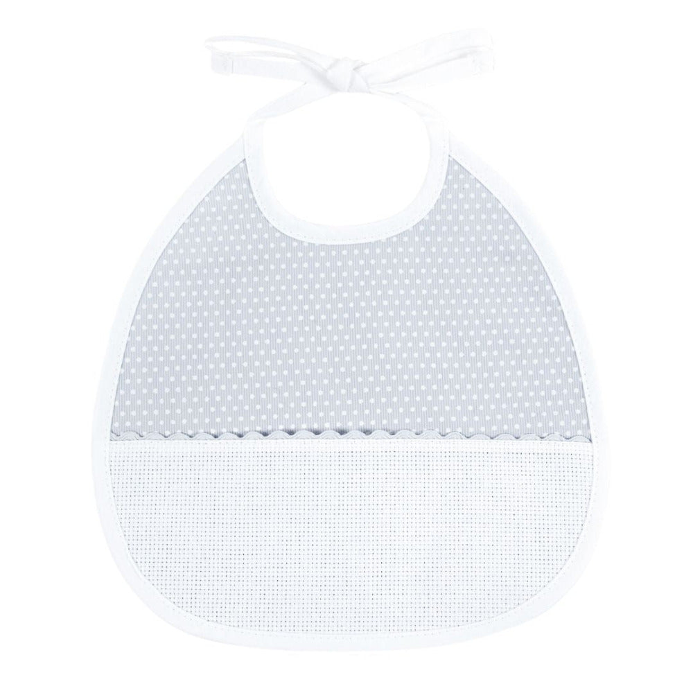 DMC Stitchable Polka Dot Bib Grey 3 mth