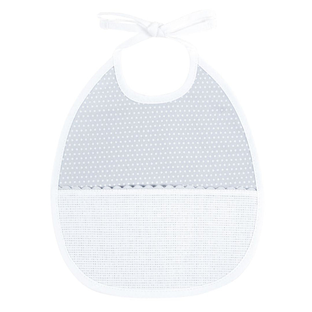 DMC Stitchable Polka Dot Bib Grey 6 mth