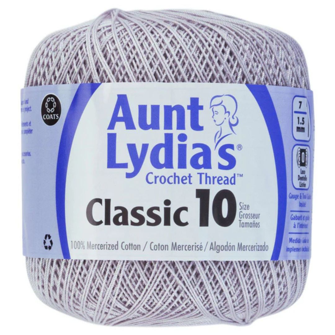 Aunt Lydia's Size Crochet Cotton Classic 10 Silver 435