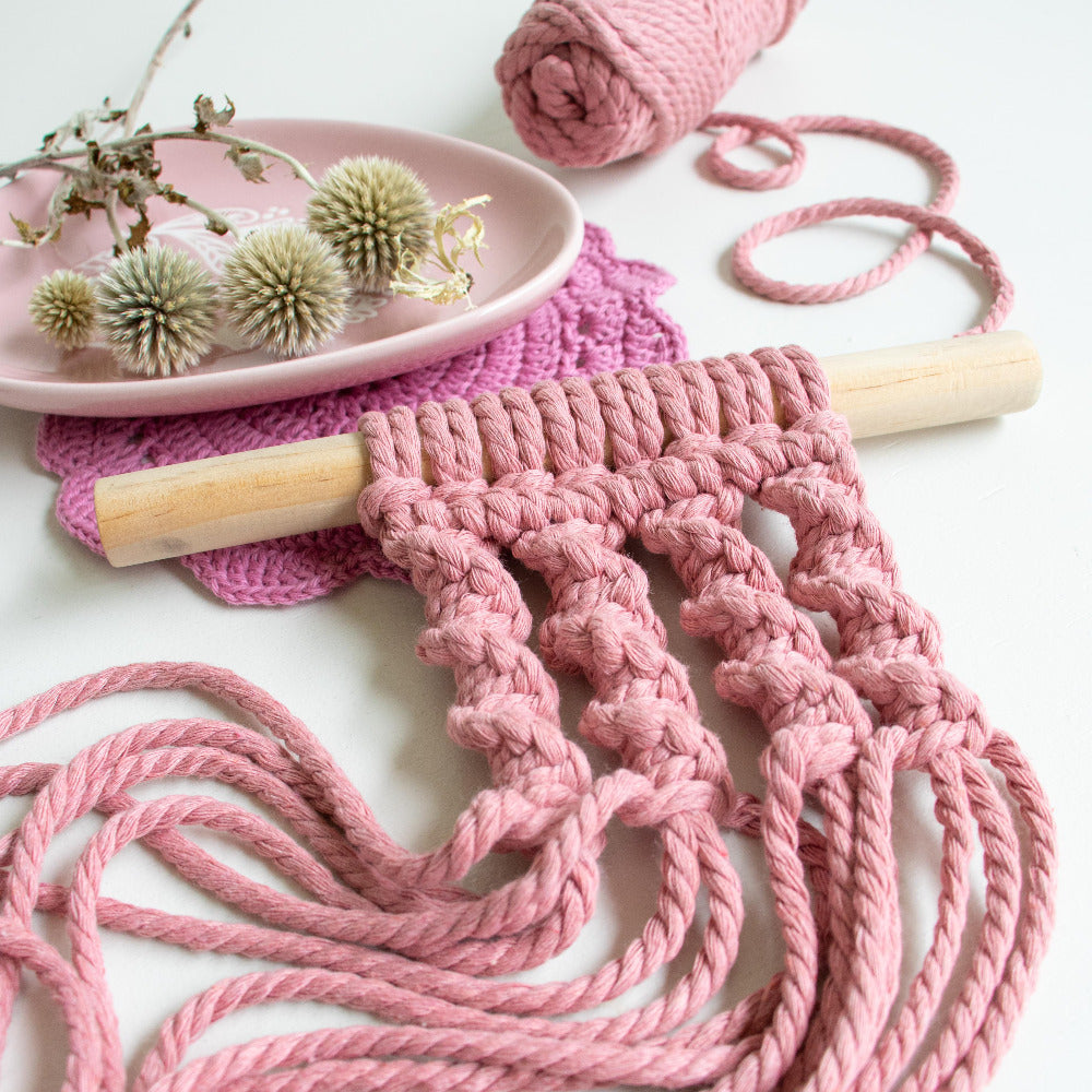 Bernat's Macramé Yarn in Autumn Rose is the perfect pretty shade of Macramé cord!