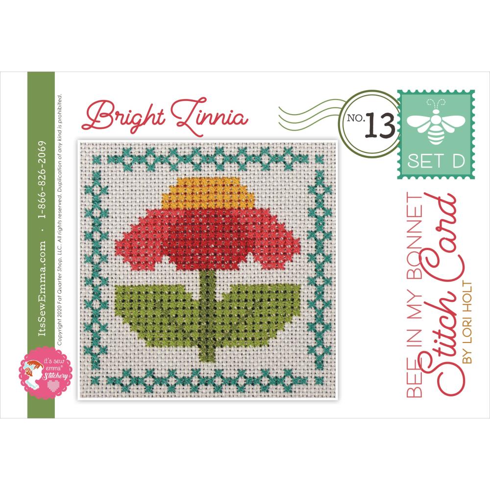 It's Sew Emma Bee in My Bonnet Stitch Cards Set D by Lori Holt Bright Zinnia Flower