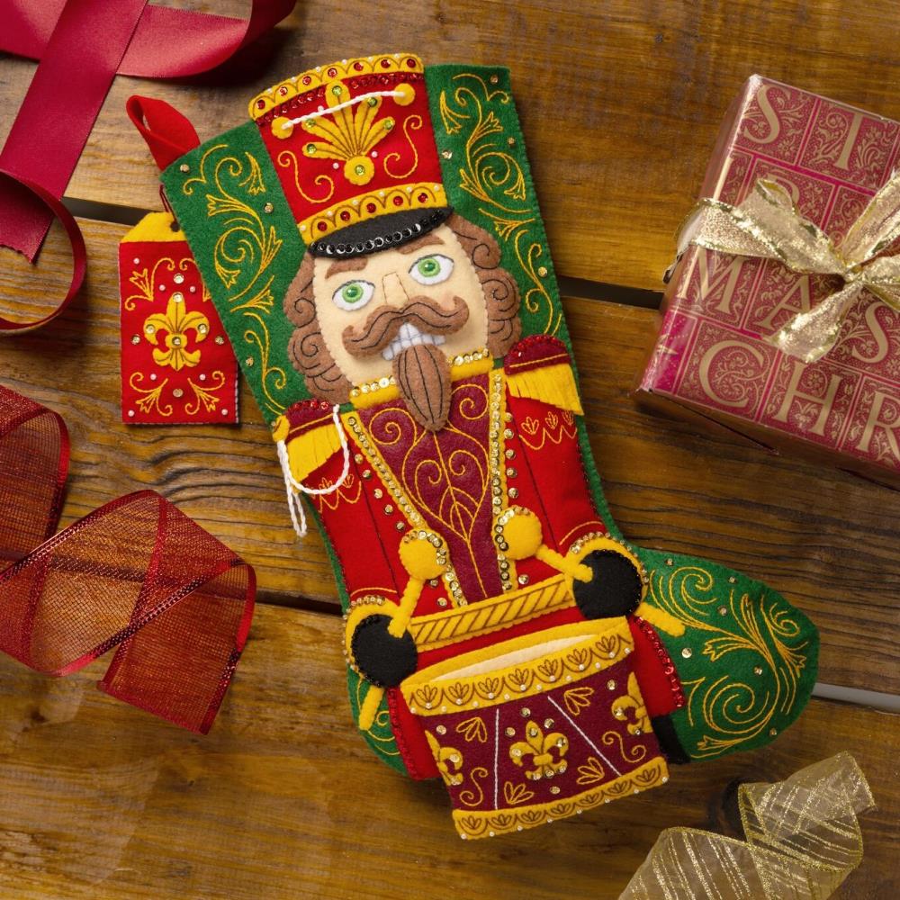 Nutcracker Noel Bucilla Felt Stocking Applique Kit 18"