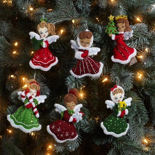 Christmas Angels Bucilla Felt Ornaments Applique Kit Set Of 6