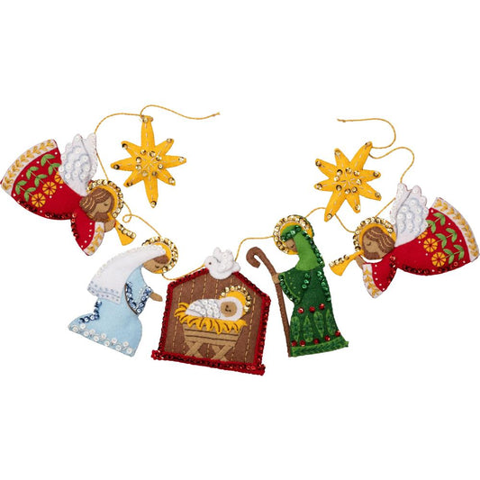 Nativity Garland Bucilla Felt Applique Kit 36"