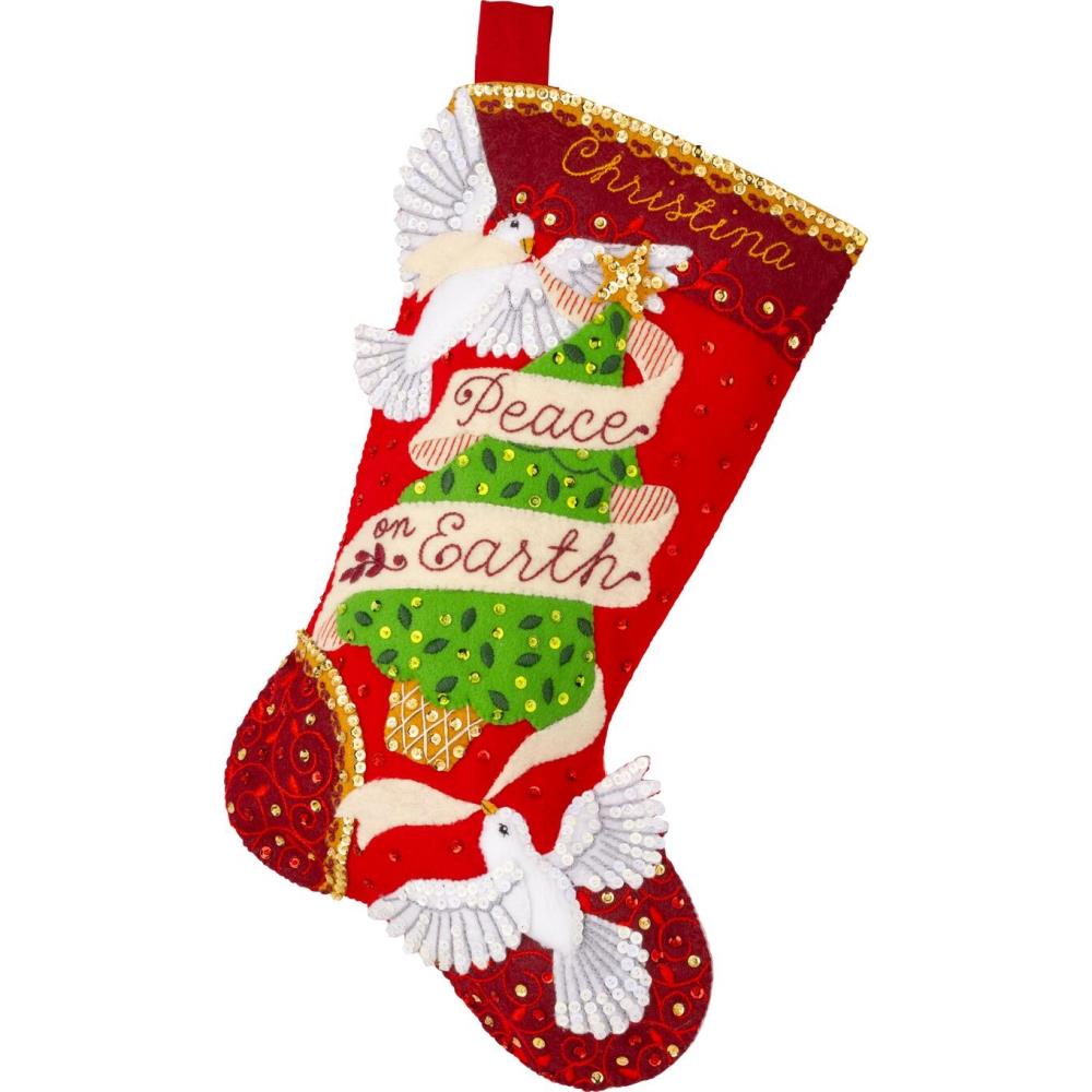 Peaceful Doves Bucilla Felt Stocking Applique Kit 18"