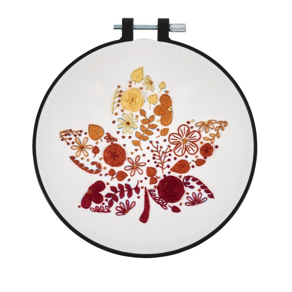 Bucilla Stamped Embroidery Kit - Autumn Foliage with 15.24cm Hoop