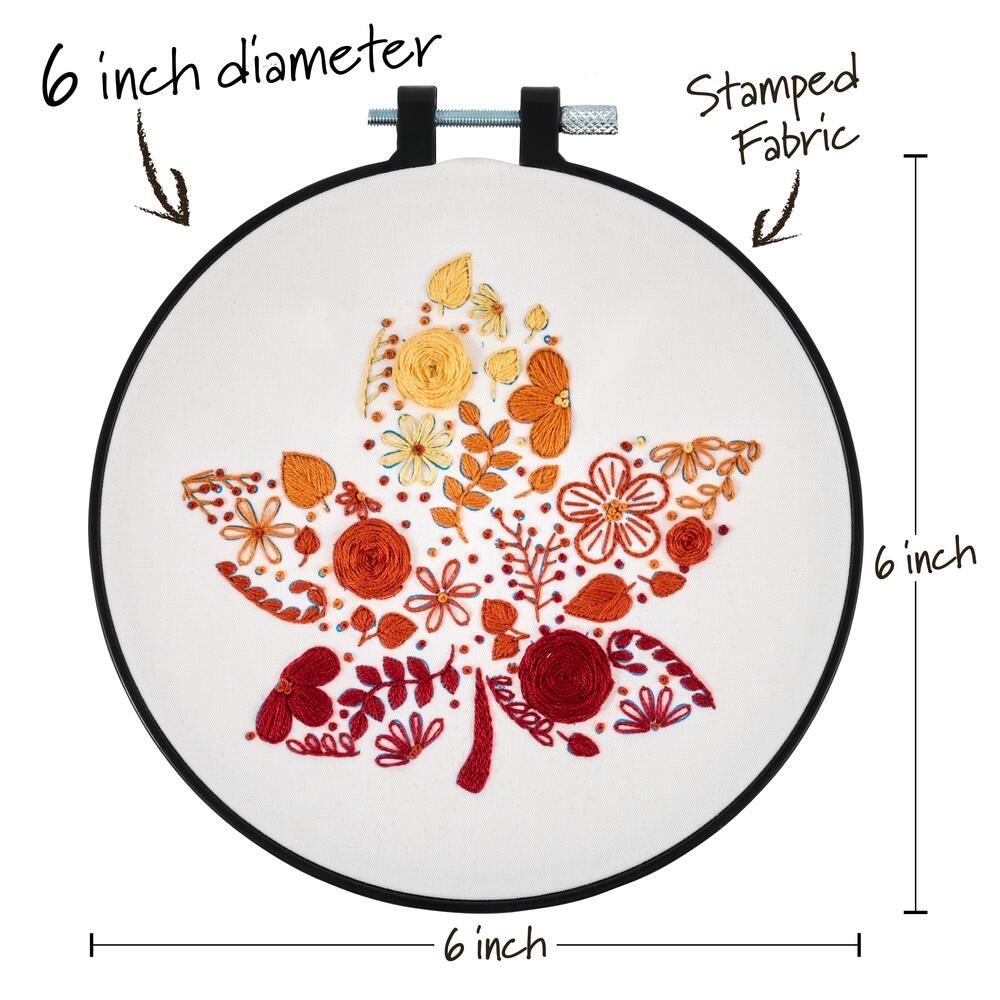 Bucilla Stamped Embroidery Kit - Autumn Foliage with 15.24cm Hoop