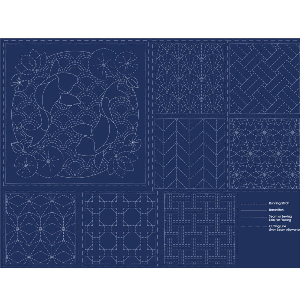 DV4051 Devonstone Cotton/Linen Sashiko Panel - Navy