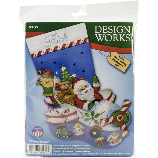 Flying Santa Design Works Felt Stocking Applique Kit 18"