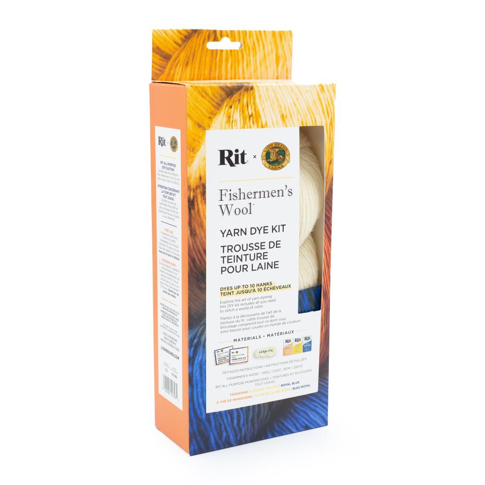 Fisherman's Wool Yarn Dye Rit Kit, Tangerine, Golden Yellow, Blue