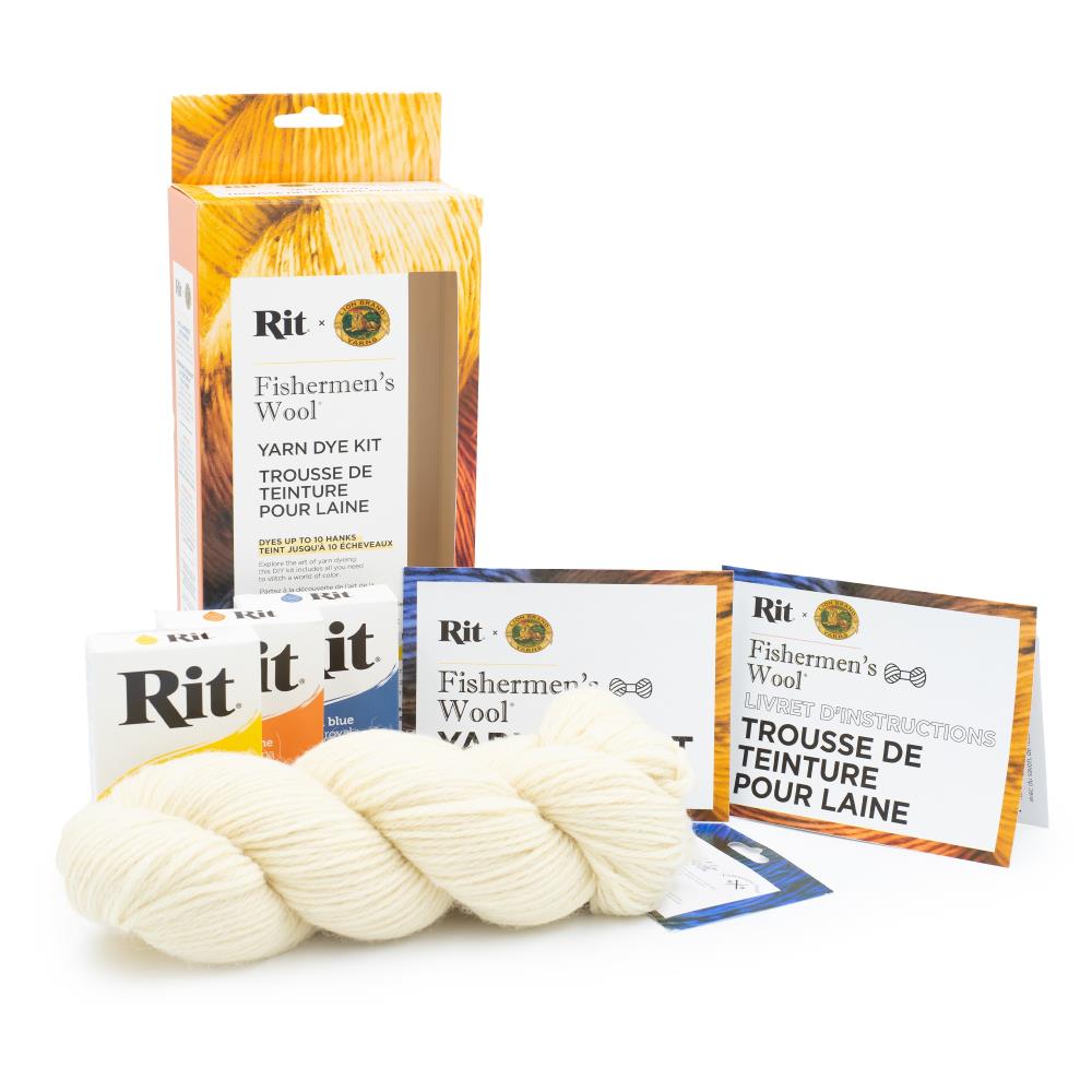 Fisherman's Wool Yarn Dye Rit Kit, Tangerine, Golden Yellow, Blue