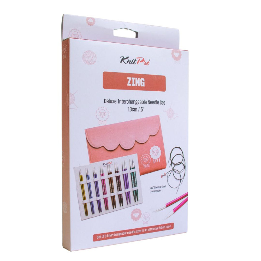 KnitPro Zing Interchangeable Circular Knitting Needle Deluxe Set, 13cm