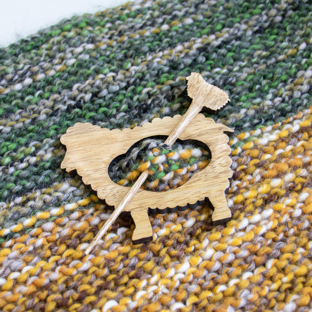 LYKKE Mango-Wood Sheep Shawl Pin