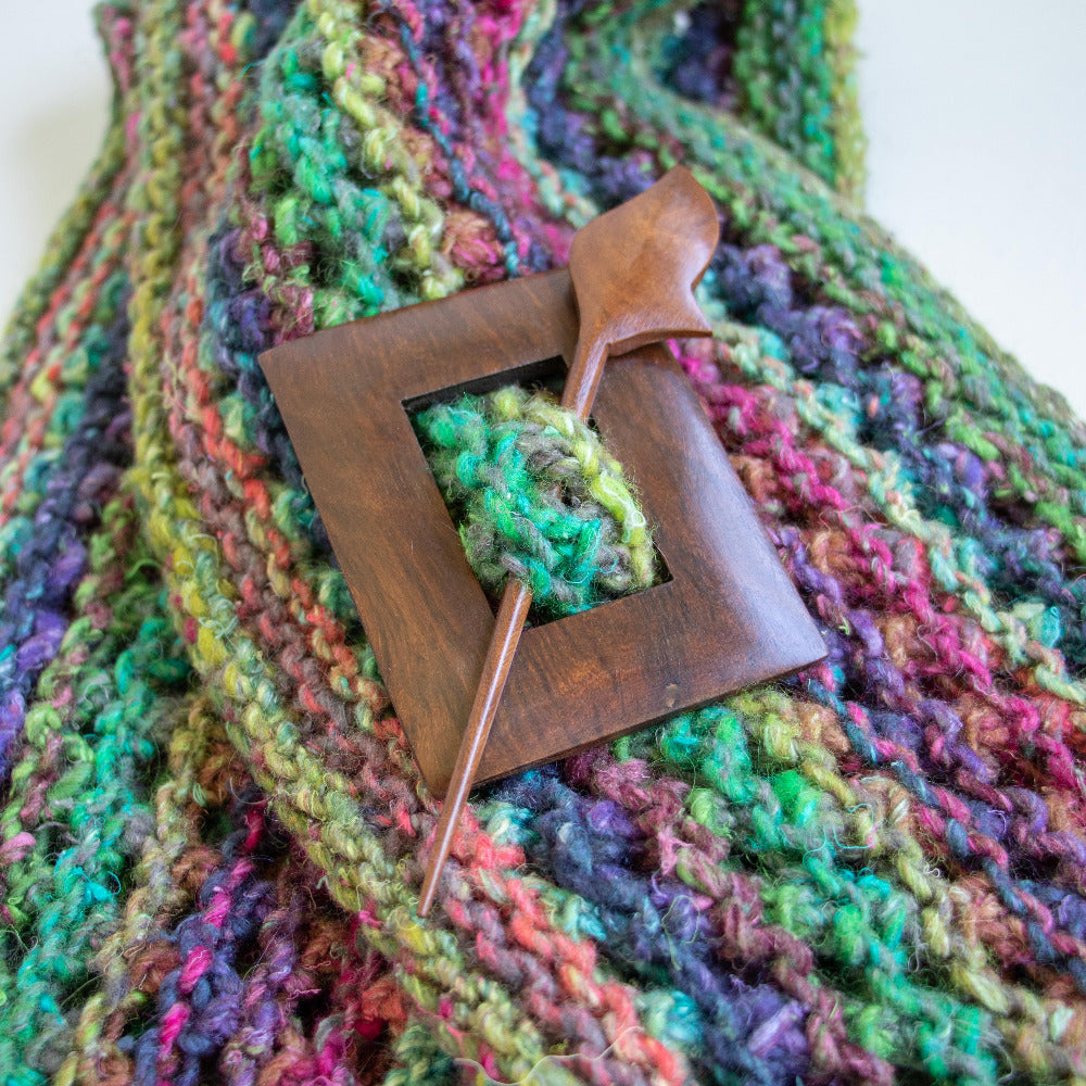 LYKKE Rosewood Rectangle Shawl Pin