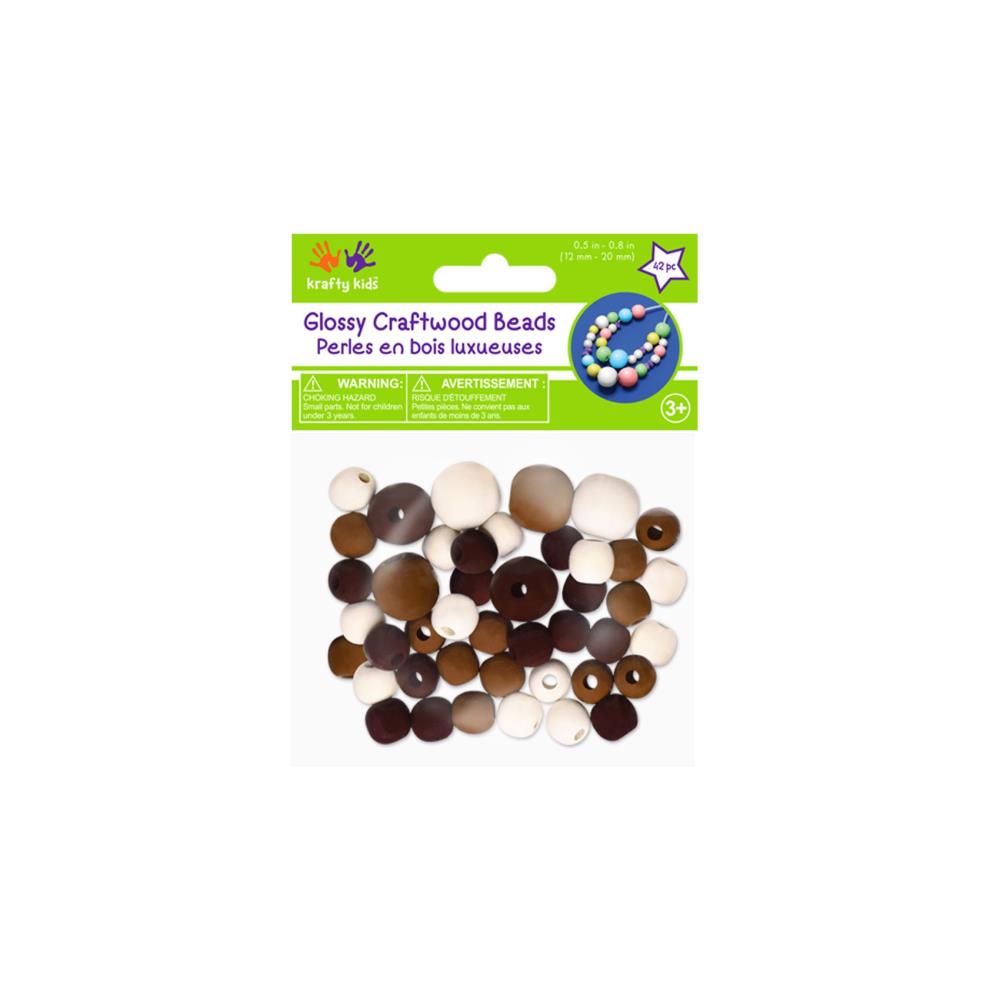 Craft Medley Gloss Wood Beads 42/Pkg