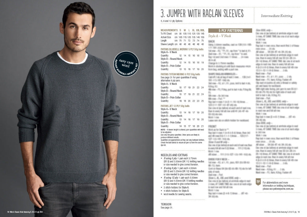 Men's Classic Knits in 5, 8 and 12 Ply Yarns