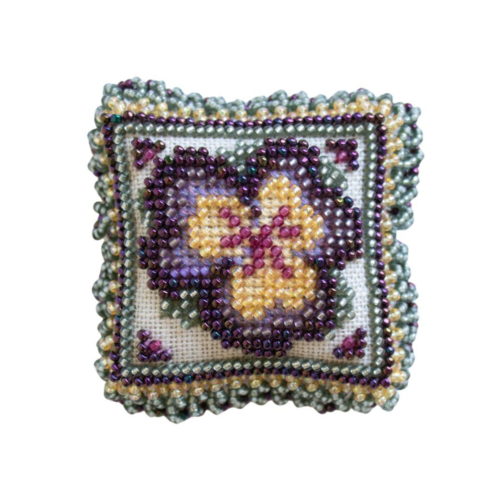 Mill Hill MHBPP3 Pansy Petals Pin Pillow Counted Cross Stitch Kit