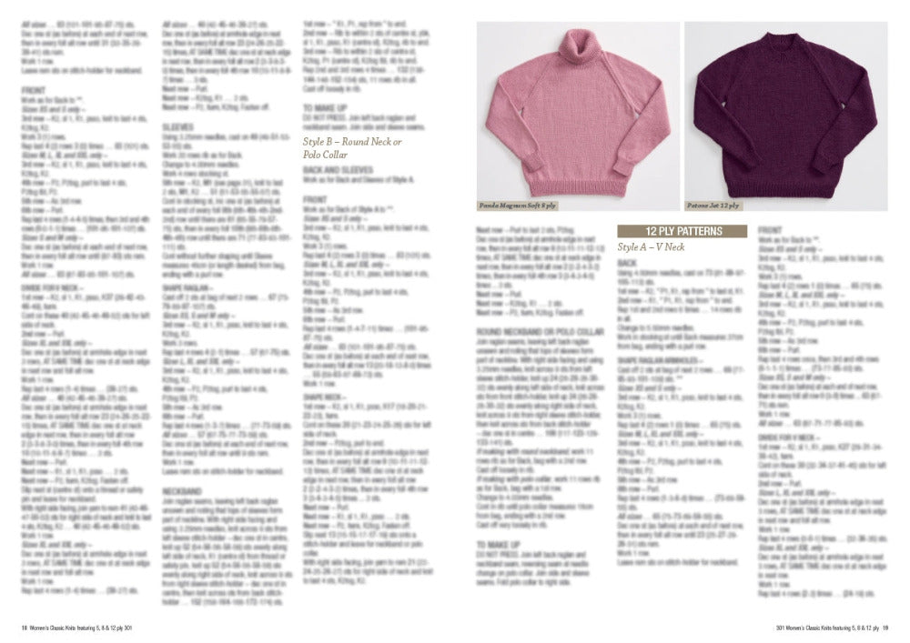 Women's Classic Knits featuring 5, 8 and 12 ply Yarn