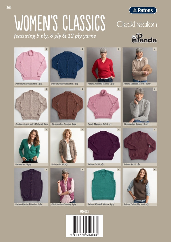 Women's Classic Knits featuring 5, 8 and 12 ply Yarn