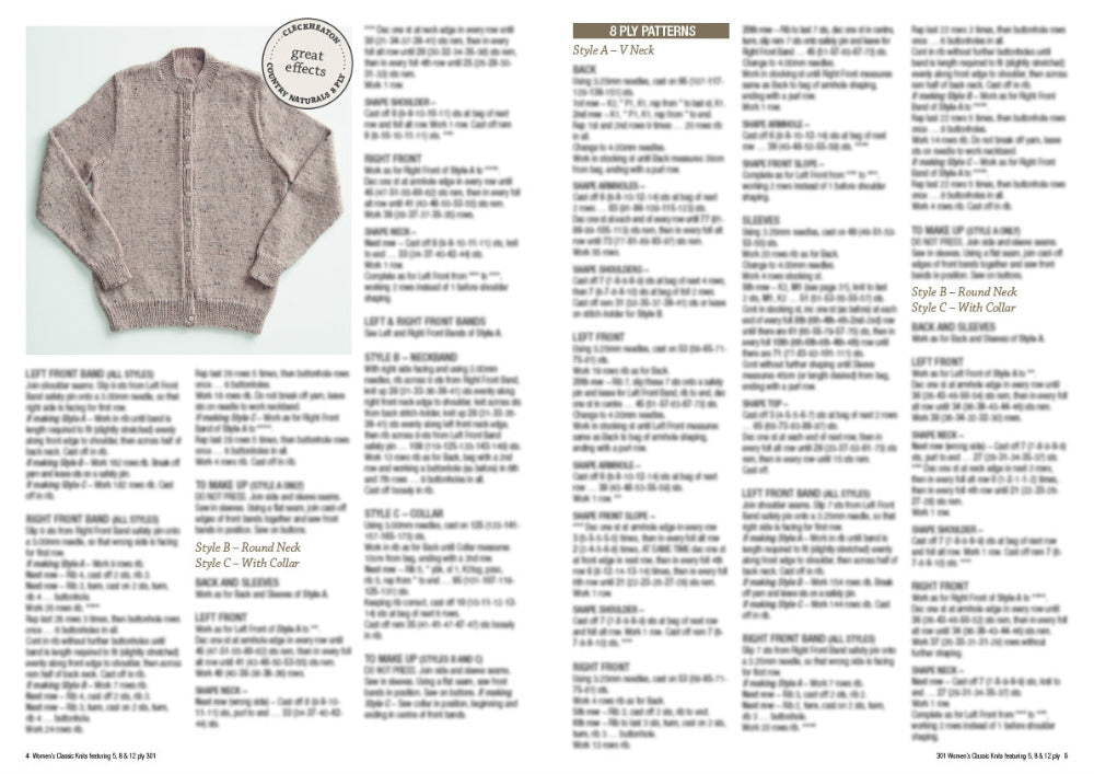 Women's Classic Knits featuring 5, 8 and 12 ply Yarn