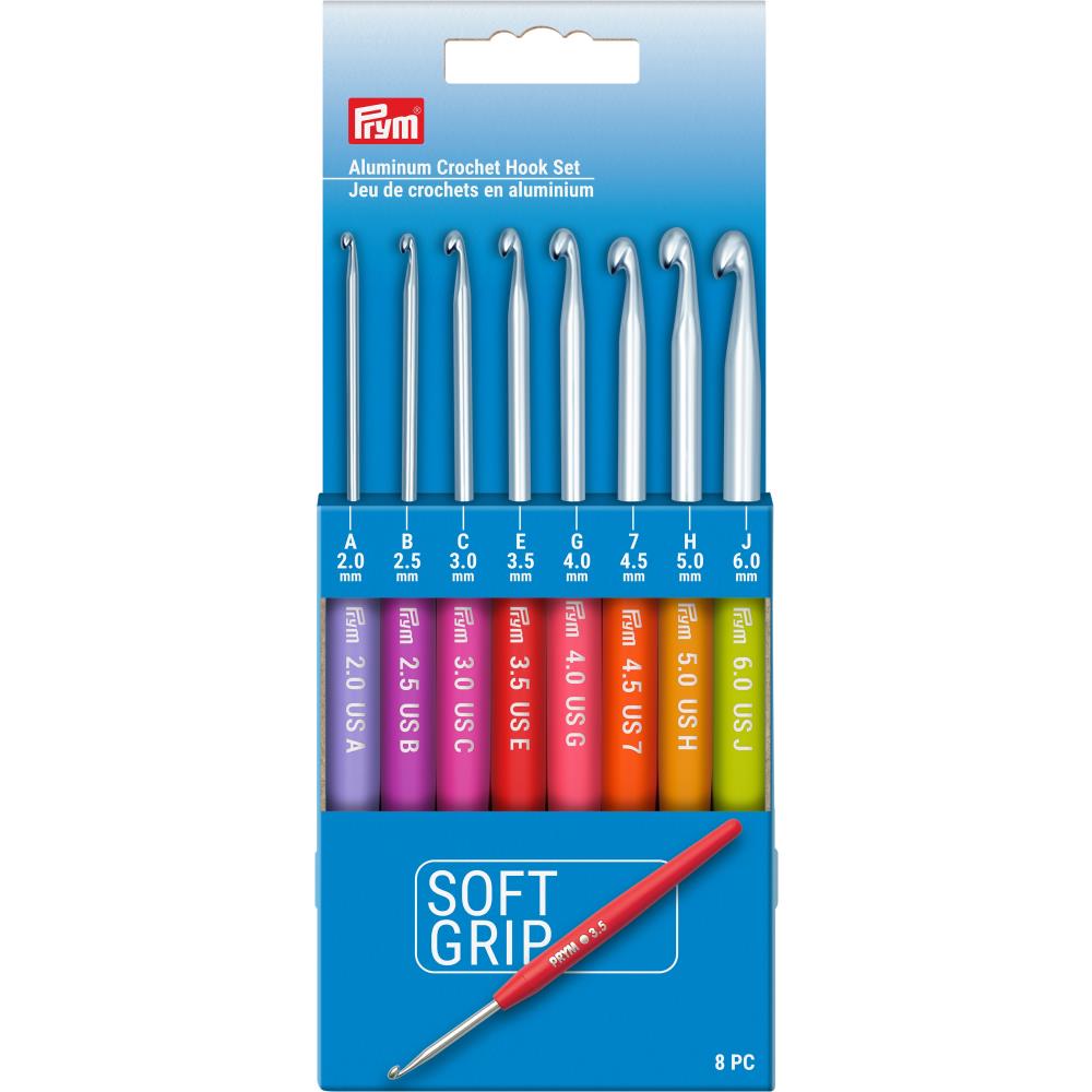 Prym Soft Grip Crochet Hook Set, set of 8 Hooks, 2mm-6mm