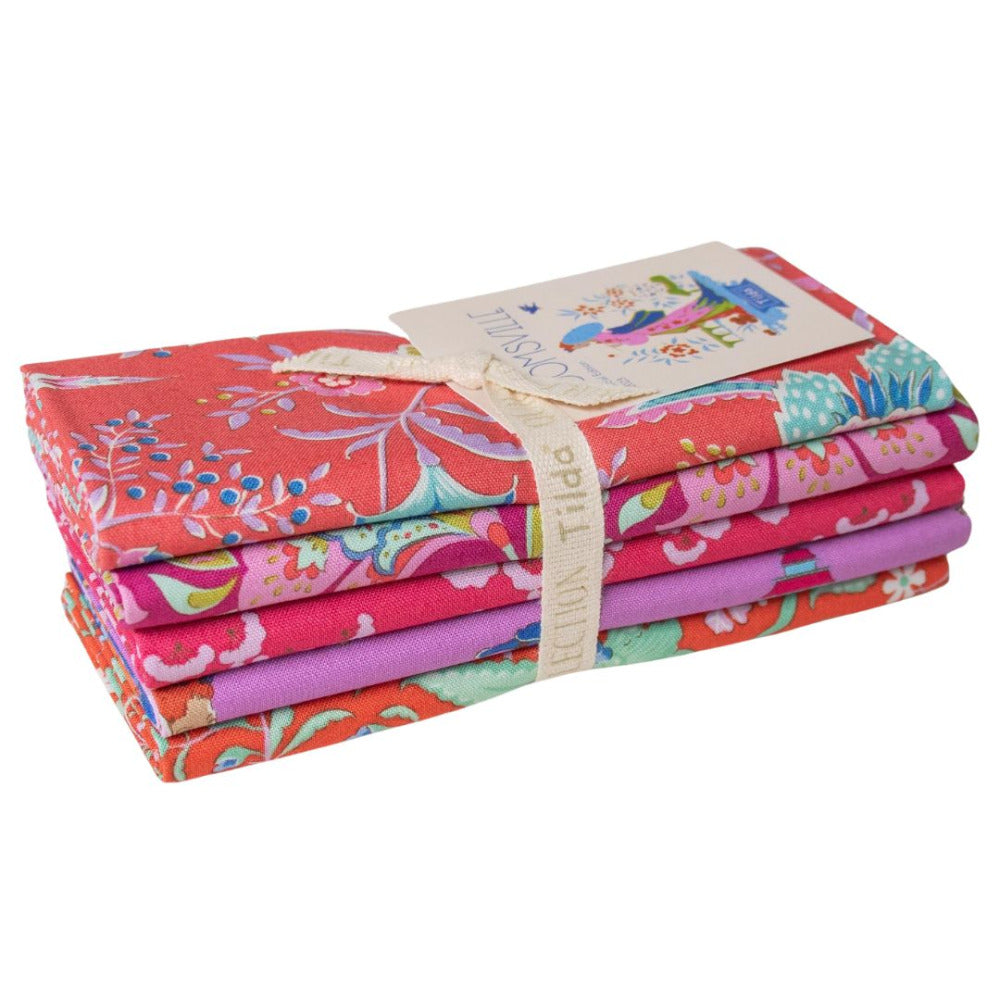 Tilda Bloomsville Five Piece Fat Quarter Bundle Tomato/Plum