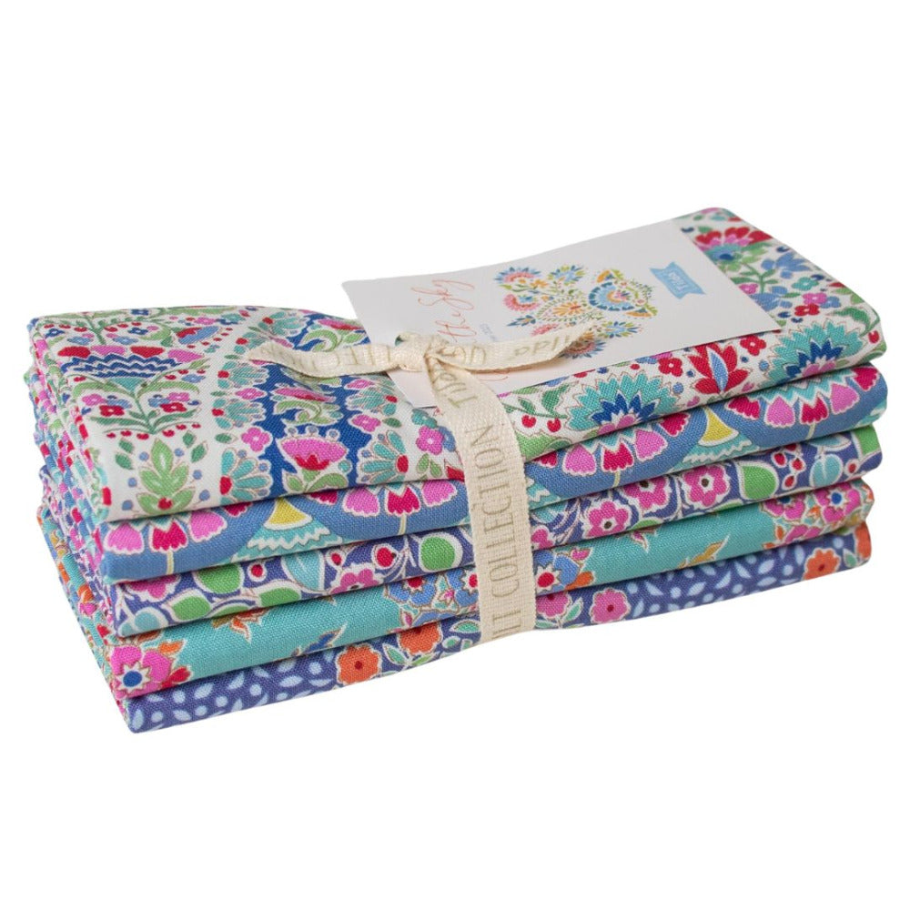 Tilda Pie in the Sky Five Piece Fat Quarter Bundle Blue/Teal