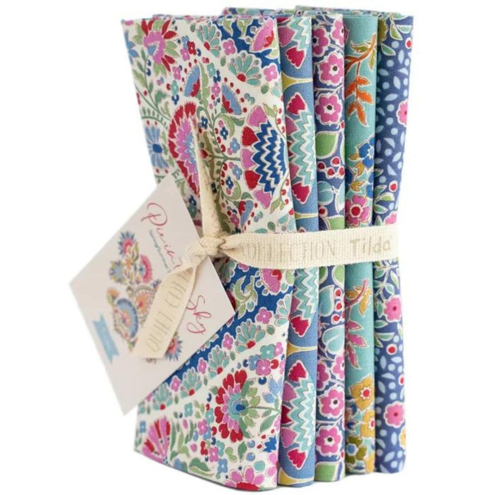 Tilda Pie in the Sky Five Piece Fat Quarter Bundle Blue/Teal