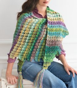 Timeless Noro: Crochet, Broomstick Lace Shawl