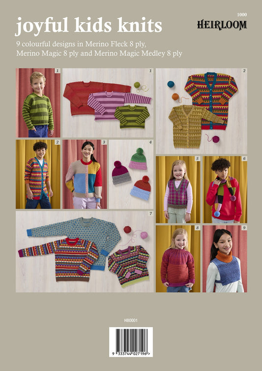 Joyful Kids Knits, 9 Colourful 8 ply Knitting Patterns
