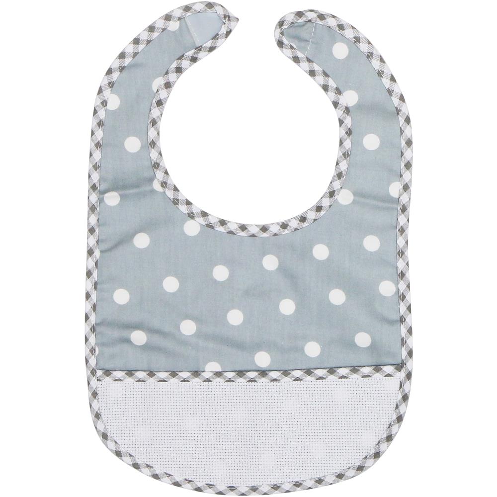 Charles Craft by DMC Baby Bib Grey with White Dots